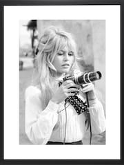 Brookpace Lascelles Black Black And White 'Brigitte Bardot Camera' Photographic Print In Glass Black Frame - Image 1 of 3