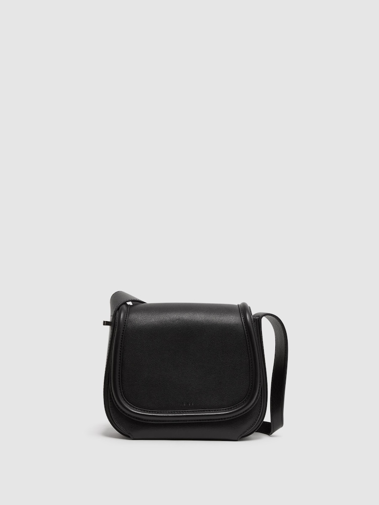 Reiss Black Cleo Leather Saddle Bag - Image 1 of 5