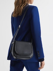 Reiss Black Cleo Leather Saddle Bag - Image 2 of 5