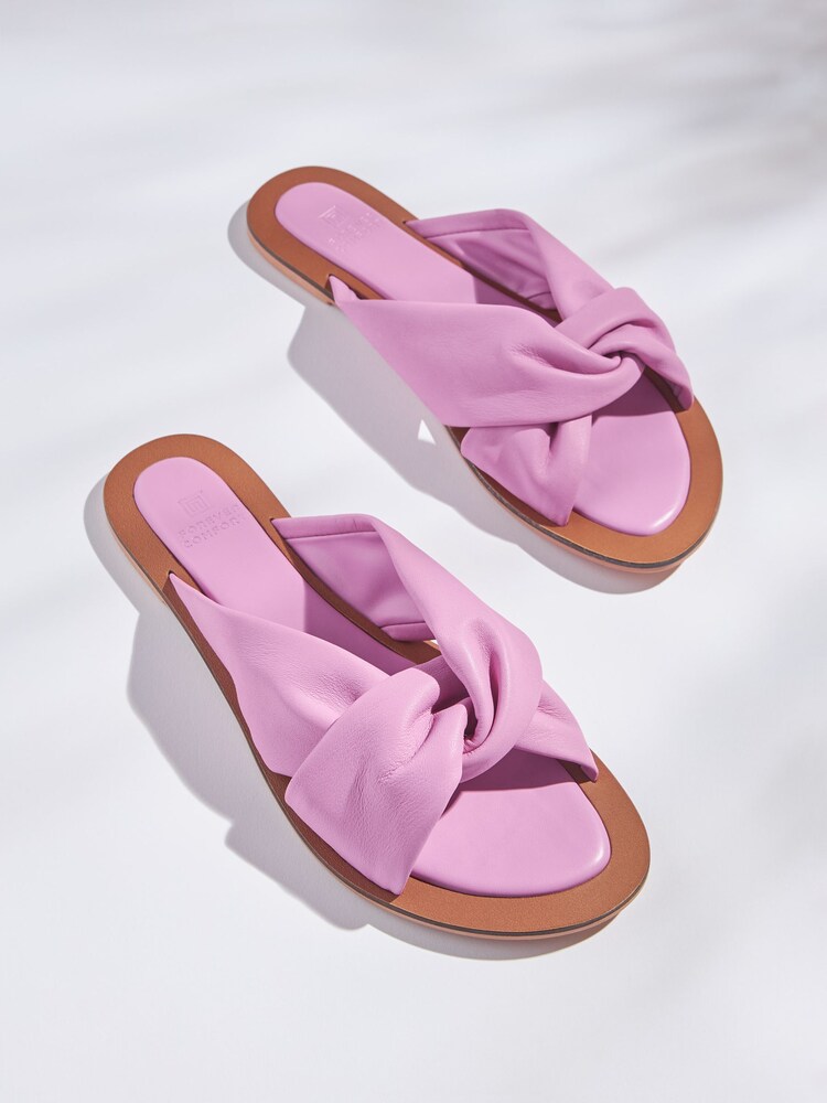 rožnata - Usnjeni sandali natikači z zavitim detajlom Forever Comfort® - Slika 1 iz 5 rožnata - Usnjeni sandali natikači z zavitim detajlom Forever Comfort® - Slika 1 iz 5