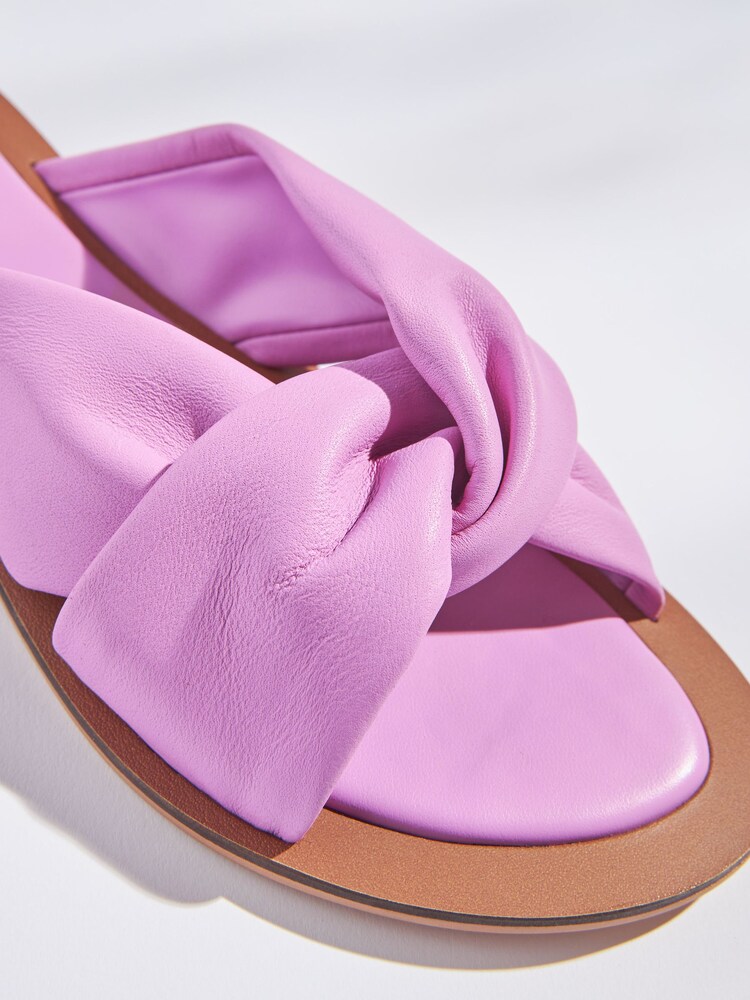Pink Regular/Wide Fit Forever Comfort® Leather Twist Detail Mule Sandals - Image 4 of 5