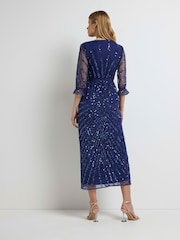River Island Navy Blue Wrap Front Maxi Dress - Image 2 of 5