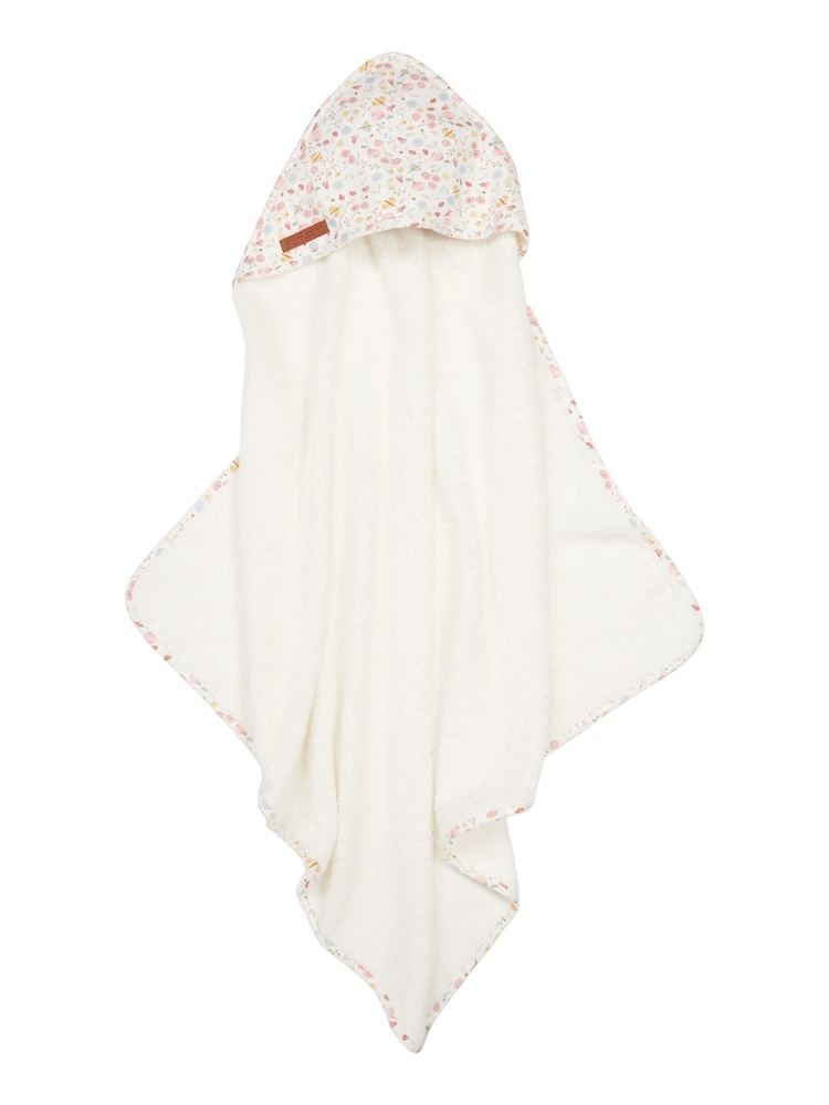 Little Dutch Pink Flowers & Butterflies Hooded Towel - Image 1 of 2