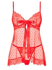 Ann Summers Red Bon Babydoll And Thong Mesh Set - Image 4 of 4
