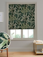 Graham & Brown Emerald Green Borneo Made to Measure Roman 100% Cotton Blind - Image 1 of 6