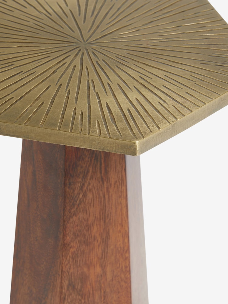 Dark Brass Hex Shaped Side Table - Image 2 of 5