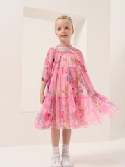 Angel & Rocket Pink Floral Eleanor Print Mesh Dress - Image 2 of 6