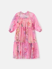 Angel & Rocket Pink Floral Eleanor Print Mesh Dress - Image 4 of 6