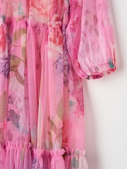 Angel & Rocket Pink Floral Eleanor Print Mesh Dress - Image 6 of 6