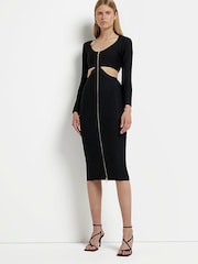 River Island Black Cutout Zip Midi Dress - Image 1 of 1