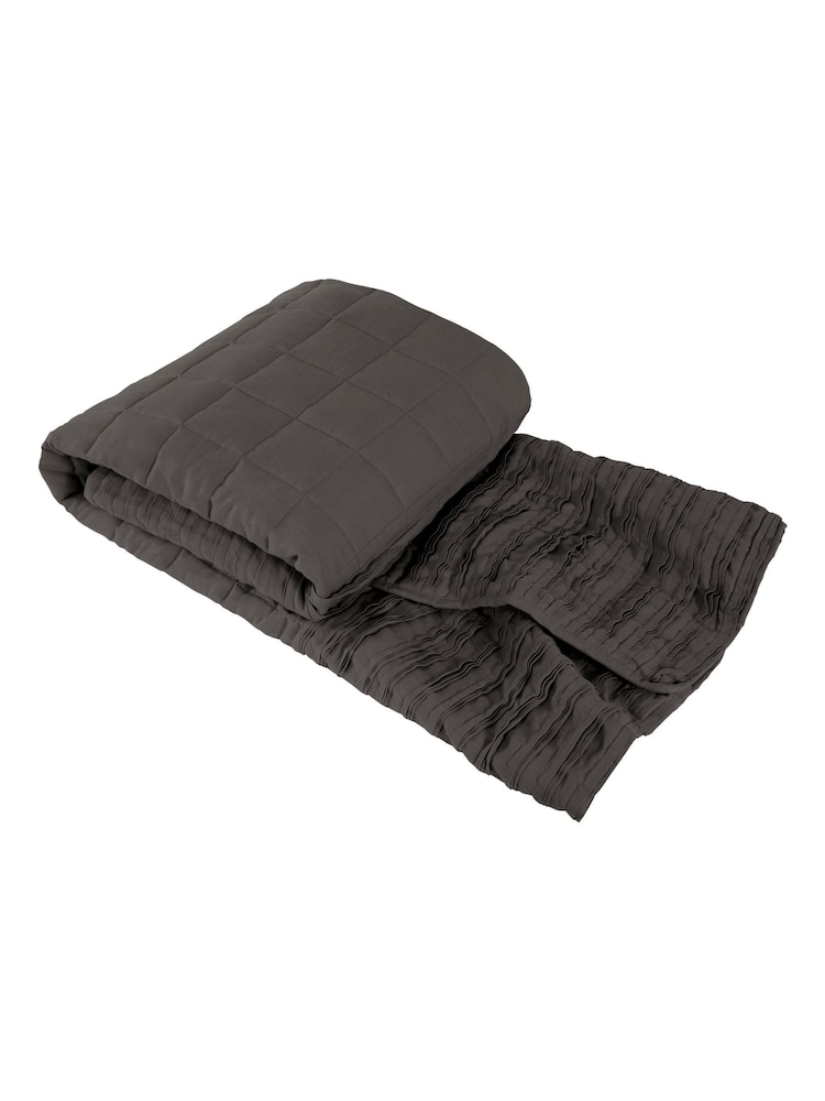 Lazy Linen Charcoal Washed 100% Linen Throw - Image 3 of 3