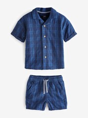 Blue Check Shirt and Shorts Set (3mths-7yrs) - Image 1 of 2