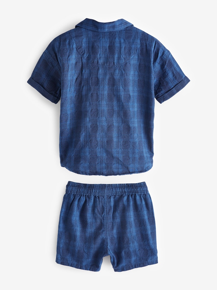 Blue Check Shirt and Shorts Set (3mths-7yrs) - Image 2 of 2