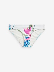 Ecru/Weiß/Florales Muster - Bikinihose mit hohem Beinausschnitt - Bild 5 von 5