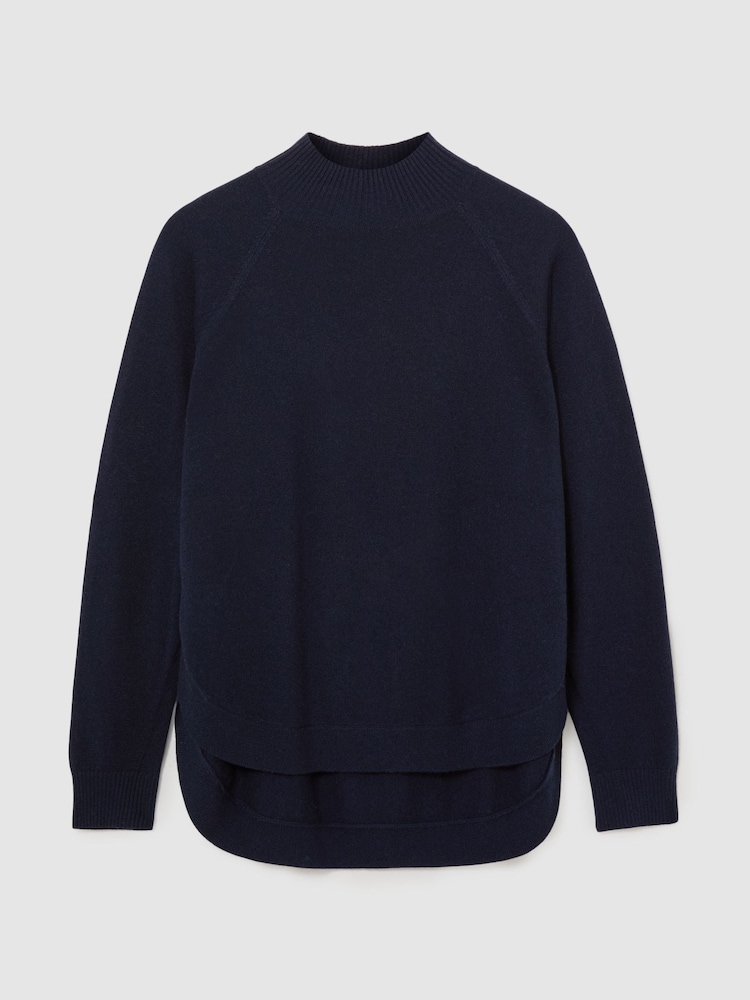 Reiss Navy River Wool-Blend Funnel-Neck Jumper with Cashmere - Image 2 of 8 Reiss Navy River Wool-Blend Funnel-Neck Jumper with Cashmere - Image 2 of 8