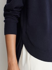 Reiss Navy River Wool-Blend Funnel-Neck Jumper with Cashmere - Image 4 of 8
