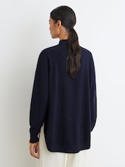 Reiss Navy River Wool-Blend Funnel-Neck Jumper with Cashmere - Image 5 of 8