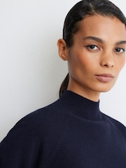 Reiss Navy River Wool-Blend Funnel-Neck Jumper with Cashmere - Image 6 of 8