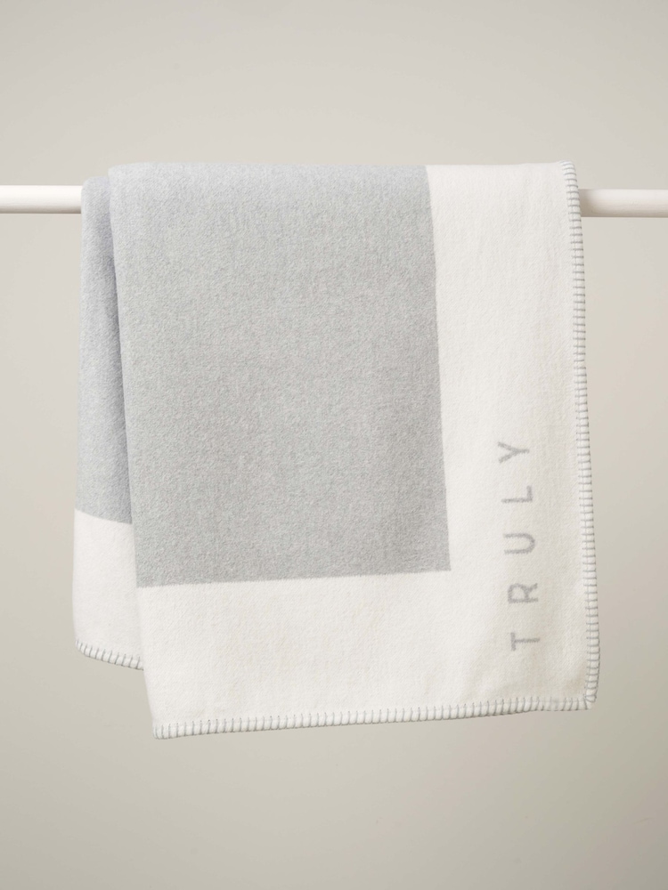 Truly Grey/Cream Recycled Cotton Blanket - Image 1 of 3