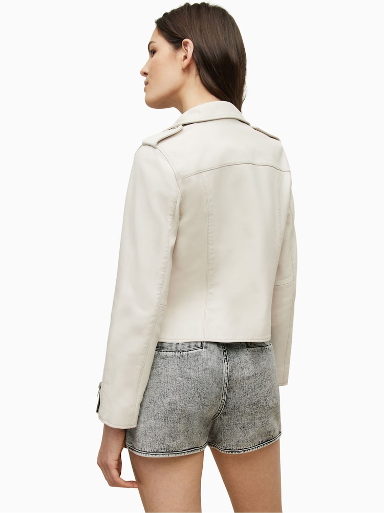 AllSaints White Fern Biker Jacket - Image 2 of 8 AllSaints White Fern Biker Jacket - Image 2 of 8