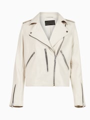 AllSaints White Fern Biker Jacket - Image 8 of 8