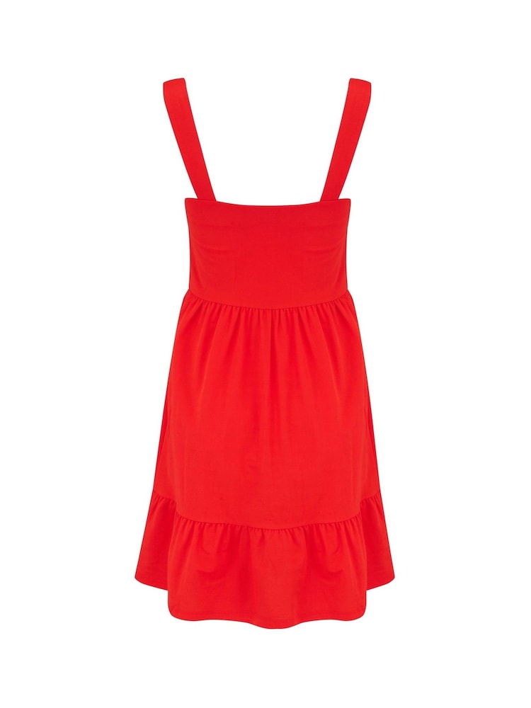 Pour Moi Red Lena Pique Jersey Dress - Image 5 of 5