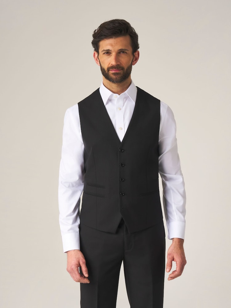 Skopes Black Madrid Regular Fit Suit Waistcoat - Image 1 of 5
