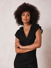 Mint Velvet Black Lace Ruffle Midi Dress - Image 2 of 4