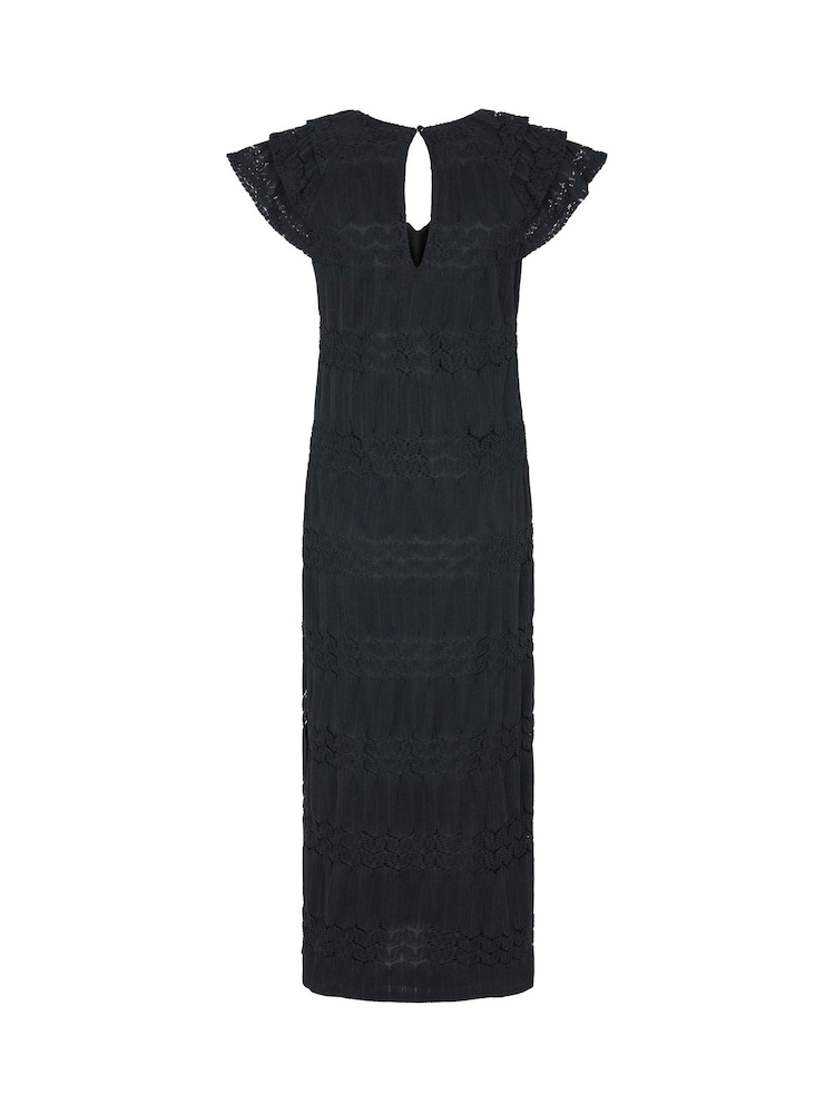 Mint Velvet Black Lace Ruffle Midi Dress - Image 4 of 4