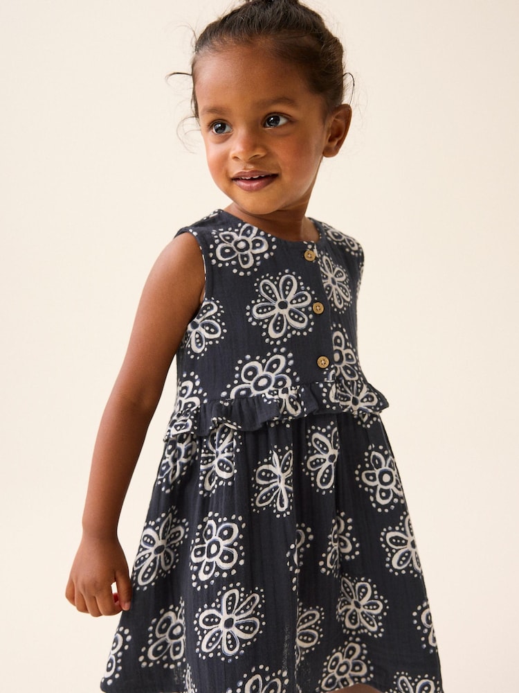 Black Floral Peplum Dress (3mths-8yrs) - Image 1 of 7
