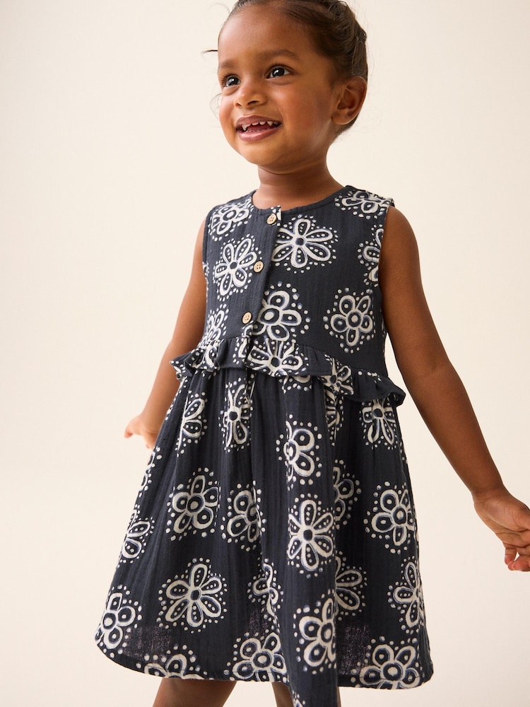 Black Floral Peplum Dress (3mths-8yrs) - Image 2 of 7