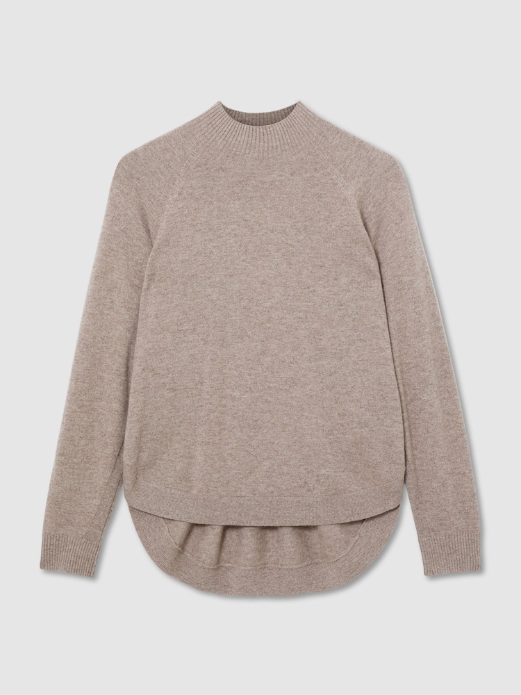 Reiss Neutral River Wool-Blend Funnel-Neck Jumper with Cashmere - Image 2 of 5 Reiss Neutral River Wool-Blend Funnel-Neck Jumper with Cashmere - Image 2 of 5