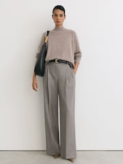 Reiss Neutral River Wool-Blend Funnel-Neck Jumper with Cashmere - Image 4 of 5