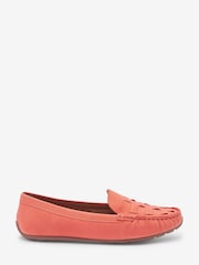 Coral Pink Regular/Wide Fit Forever Comfort® Leather Weave Driver Shoes - Image 3 of 6
