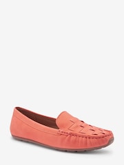 Coral Pink Regular/Wide Fit Forever Comfort® Leather Weave Driver Shoes - Image 4 of 6