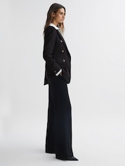 Reiss Black Laura Double Breasted Twill Blazer - Image 3 of 11