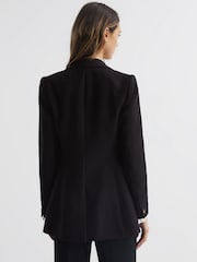 Reiss Black Laura Double Breasted Twill Blazer - Image 5 of 11