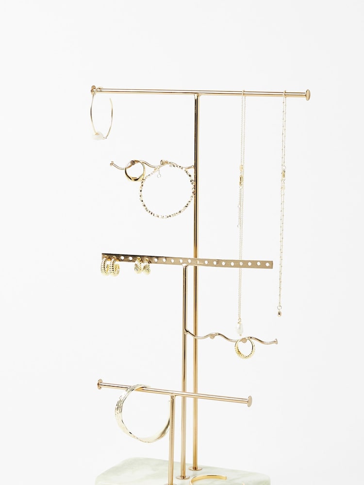 Oliver Bonas Gold Metal/Marble Wiggle Jewellery Stand - Image 1 of 4