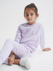 Reiss Lilac Bryony Junior Sequin Crew Neck Jumper - Image 1 of 7