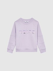 Reiss Lilac Bryony Junior Sequin Crew Neck Jumper - Image 2 of 7