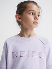 Reiss Lilac Bryony Junior Sequin Crew Neck Jumper - Image 4 of 7