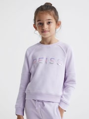 Reiss Lilac Bryony Junior Sequin Crew Neck Jumper - Image 6 of 7
