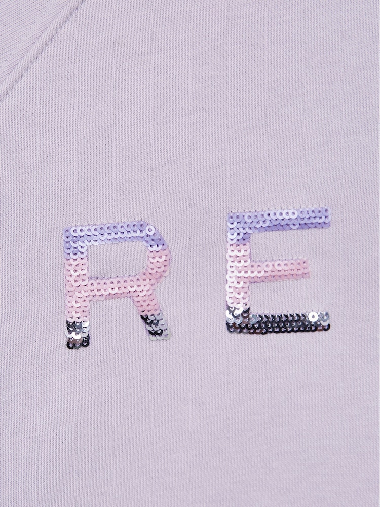 Reiss Lilac Bryony Junior Sequin Crew Neck Jumper - Image 7 of 7