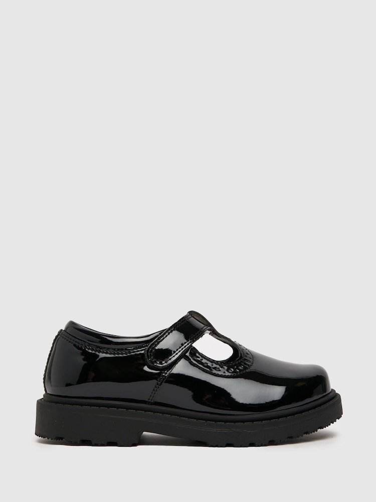 Schuh Junior Black Lock Patent T-Bar Shoes - Image 1 of 4 Schuh Junior Black Lock Patent T-Bar Shoes - Image 1 of 4