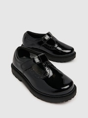 Schuh Junior Black Lock Patent T-Bar Shoes - Image 3 of 4