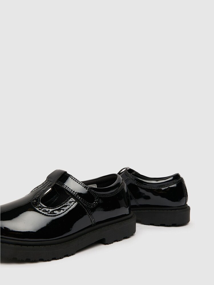 Schuh Junior Black Lock Patent T-Bar Shoes - Image 4 of 4