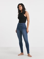 Simply Be Blue Skinny Pull On Jeggings - Image 3 of 4