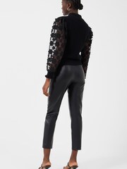 French Connection Juri Mozart Mock Neck Lace Sleeve Black Jumper - Image 2 of 4