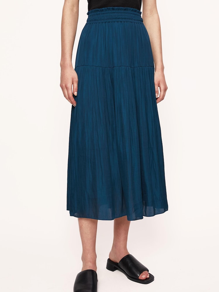 Jigsaw Blue Recycled Satin Midi Skirt - Image 1 of 2