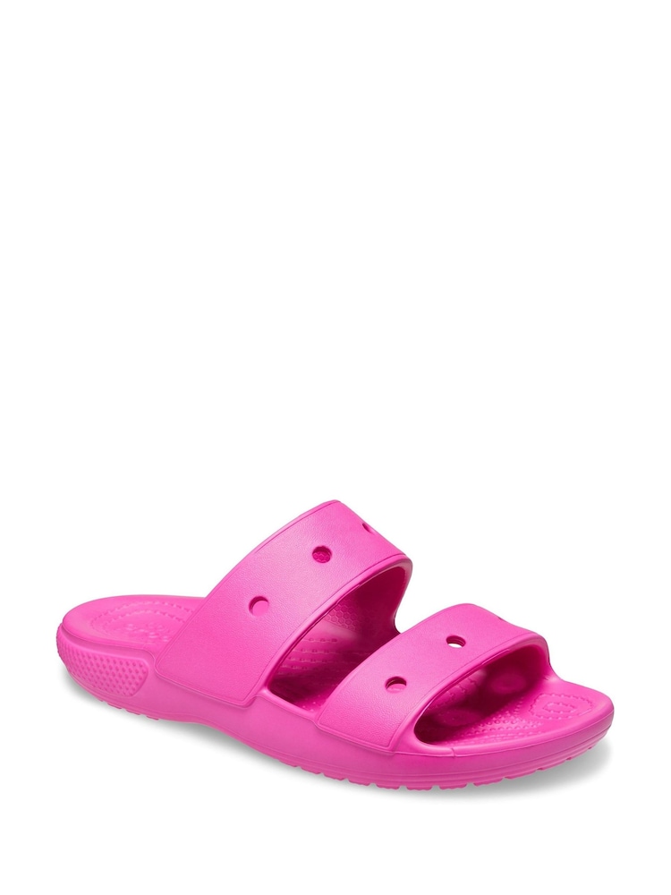 Crocs Pink Kids Classic 2 Strap Sandals - Image 2 of 5 Crocs Pink Kids Classic 2 Strap Sandals - Image 2 of 5